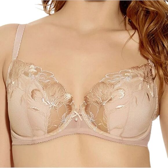 Wacoal In Bloom Floral Beige Lace Full Figure Coverage Bra NWT - Picture 1 of 8